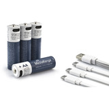MediaRange Batteria USB-C Li-Ion, Mignon AA I 1.5V | 1400 mAh, confezione da 4 