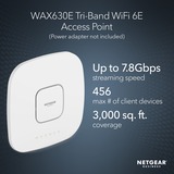 Netgear WAX630E 7800 Mbit/s Bianco Supporto Power over Ethernet (PoE) bianco, 7800 Mbit/s, 600 Mbit/s, 4800 Mbit/s, 10,100,1000,2500 Mbit/s, IEEE 802.11a, IEEE 802.11ac, IEEE 802.11ax, IEEE 802.11b, IEEE 802.11g, IEEE 802.11n, Multi User MIMO