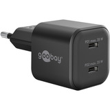 goobay Caricatore rapido duale USB-C Nano, PD, GaN, 35 watt, Caricabatterie Nero