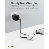 goobay Caricatore rapido duale USB-C Nano, PD, GaN, 35 watt, Caricabatterie Nero