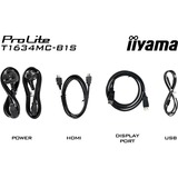iiyama ProLite T1634MC-B1S Monitor PC 39,6 cm (15.6") 1920 x 1080 Pixel Full HD LED Touch screen Nero, Monitor LED Nero (opaco), 39,6 cm (15.6"), 1920 x 1080 Pixel, Full HD, LED, 25 ms, Nero