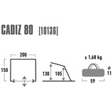 High Peak Cadiz 80 Grigio, Tenda alluminio/grigio, Campeggio, 1,68 kg, Grigio