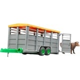 bruder Livestock trailer with 1 cow parte e accessorio di modellino in scala Carrello grigio, 1:16, 3 anno/i, Verde, Grigio