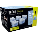 Braun Clean&Charge 5+1 Cartucce Di Ricarica Per Rasoio Elettrico Per Barba Compatibili Con Tutte Le Stazioni SmartCare E Clean&Charge, Agenti di sgrassatura Blu, Plastica, Irlanda, geschikt voor alle Braun Clean&Charge reinigingsstations, 1,19 kg, 135 mm