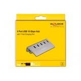 DeLOCK Hub USB 10 Gbps con 4 porte USB tipo A + 1 porta di ricarica rapida grigio
