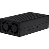 Joy-IT Custodia in alluminio per Raspberry Pi 5 M2-HAT, Housing Nero