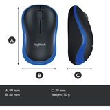 Logitech LGT-M185B Mouse blu, Ambidestro, Ottico, RF Wireless, 1000 DPI, Nero, Blu, Vendita al dettaglio