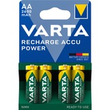 VARTA Recharge Accu Power AA 2600 mAh Blister da 4 (Batteria NiMH Accu Precaricata, Mignon, batteria ricaricabile, pronta all'uso) Mignon, batteria ricaricabile, pronta all'uso), Batteria ricaricabile, Stilo AA, Nichel-Metallo Idruro (NiMH), 1,2 V, 4 pz, 2600 mAh