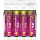 Ansmann Caricabatterie al litio Pure Power Set 4× batterie ricaricabili Mignon AA e modulo di ricarica bianco/multi colorata