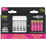 Ansmann Caricabatterie al litio Pure Power Set 4× batterie ricaricabili Mignon AA e modulo di ricarica bianco/multi colorata