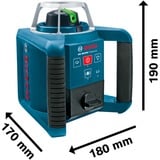 Bosch GRL 300 HVG Professional Livella rotatoria 300 m 532 nm (< 5 mW), Laser rotante blu, 300 m, 0,1 mm/m, 5°, 600 Giri/min, Verde, 3R