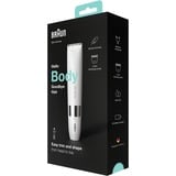 Braun Mini Rifinitore Corpo BS1000, Rifinitore Elettrico Corpo Uomo E Donna, Bianco, Rimozione dei capelli bianco/cromo, Rifinitore Elettrico Corpo Uomo E Donna, Bianco, Bianco, Cilindro, Batteria, Stilo AA, Alcalino, 114 g