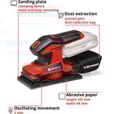 EINHELL Levigatrice orbitale a batteria Power X-Change TC-OS 18/187 Li-Solo, 18Volt rosso/Nero