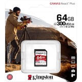 Kingston Canvas React Plus 64 GB SD UHS-II Classe 10 Nero, 64 GB, SD, Classe 10, UHS-II, 300 MB/s, 260 MB/s