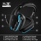 Logitech G935 Cuffia Padiglione auricolare Connettore 3.5 mm Micro-USB Nero, Blu Nero, Cuffia, Padiglione auricolare, Giocare, Nero, Blu, Stereofonico, Unità di controllo esterna