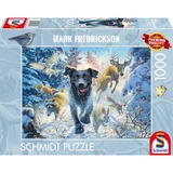 Schmidt Spiele Mark Fredrickson: Amore per i cani - Labrador nero nella neve, Puzzle 