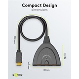 goobay Selettore HDMI 3 a 1 (4K @ 30Hz), Switch HDMI Nero