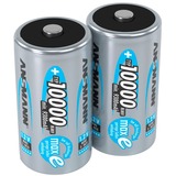 Ansmann 10000 mAh - Mono / D / HR20 Nichel-Metallo Idruro (NiMH), Batteria argento, D, Nichel-Metallo Idruro (NiMH), 1,2 V, 10000 mAh, 33 x 61.5