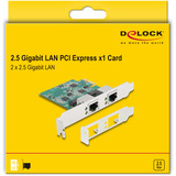 DeLOCK Scheda PCI Express x1 2 x RJ45 2,5 Gigabit LAN RTL8125, Scheda di rete 