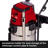 EINHELL TE-VC 36/30 Li S-Solo 30 L Aspiratore a cilindro Secco e bagnato Sacchetto per la polvere rosso/Argento, Aspiratore a cilindro, Secco e bagnato, Sacchetto per la polvere, 30 L, Filtro, 76 dB