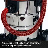 EINHELL TE-VC 36/30 Li S-Solo 30 L Aspiratore a cilindro Secco e bagnato Sacchetto per la polvere rosso/Argento, Aspiratore a cilindro, Secco e bagnato, Sacchetto per la polvere, 30 L, Filtro, 76 dB