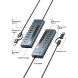 ICY BOX IB-HUB1743-CPD USB 3.2 Gen 2 (3.1 Gen 2) Type-A + Type-C 10000 Mbit/s Blu, Hub USB antracite, USB 3.2 Gen 2 (3.1 Gen 2) Type-A + Type-C, USB 3.2 Gen 2 (3.1 Gen 2) Type-A, USB 3.2 Gen 2 (3.1 Gen 2) Type-C, 10000 Mbit/s, Blu, Alluminio, 100 W