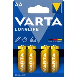 VARTA Longlife Batteria monouso Stilo AA Alcalino Batteria monouso, Stilo AA, Alcalino, 1,5 V, 1 pz, Multicolore