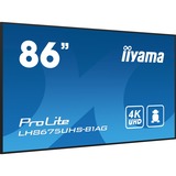 iiyama LH8675UHS-B1AG visualizzatore di messaggi Pannello piatto per segnaletica digitale 2,17 m (85.6") LCD Wi-Fi 500 cd/m² 4K Ultra HD Nero Processore integrato Android 11 24/7, Public Display Nero (opaco), Pannello piatto per segnaletica digitale, 2,17 m (85.6"), LCD, 3840 x 2160 Pixel, Wi-Fi, 24/7