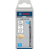 Bosch 2 608 633 A39 lama per sega a gattuccio, sega a traforo e sega universale Lama per seghetto alternativo Acciaio al carbonio (HCS) 25 pz Lama per seghetto alternativo, Truciolare, Pannello in fibra, Legno dolce, Paniforte, Acciaio al carbonio (HCS), Nero, Grigio, 4 mm, 5 cm