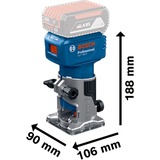 Bosch Fresatrice per bordi / tagliapiani a batteria GLF 18V-8 Professional solo, 18 Volt, Router blu/Nero