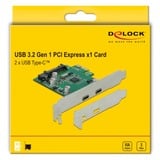 DeLOCK PCI Express x1 Card to 2 x external SuperSpeed USB (USB 3.2 Gen 1) USB Type-C™ female scheda di interfaccia e adattatore Interno USB 3.2 Gen 1 (3.1 Gen 1) PCIe, USB 3.2 Gen 1 (3.1 Gen 1), Piena altezza/Basso profilo, PCIe 2.0, VIA Technologies, VL805