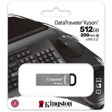 Kingston DataTraveler Drive Flash USB Kyson da 512GB, Chiavetta USB argento, 512 GB, USB tipo A, 3.2 Gen 1 (3.1 Gen 1), 200 MB/s, Senza coperchio, Argento