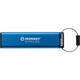 Kingston IronKey Keypad 200 da 128 GB, FIPS 140-3 livello 3 (in fase di approvazione) crittografata AES-256, Chiavetta USB FIPS 140-3 livello 3 (in fase di approvazione) crittografata AES-256, 128 GB, USB tipo A, 3.2 Gen 1 (3.1 Gen 1), 145 MB/s, Sleeve, Blu