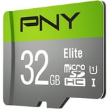 PNY Elite microSD 32 GB, Scheda di memoria grigio/Verde