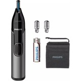Philips Rifinitore per peli di naso, orecchie e sopracciglia Nero/grigio, orecchie e sopracciglia, Grigio, Acciaio inossidabile, Batteria, Stilo AA, Alcalino