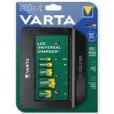 VARTA Universal Charger+ AC, Caricabatterie Nero, 9V, Stilo AA, Mini Stilo AAA, C, D
