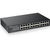 Zyxel GS1100-24E Non gestito Gigabit Ethernet (10/100/1000) Nero Non gestito, Gigabit Ethernet (10/100/1000), Montaggio rack, Montabile a parete