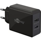 goobay Caricatore rapido doppio USB-C PD 30 watt, Caricabatterie Nero