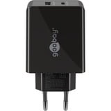 goobay Caricatore rapido doppio USB-C PD 30 watt, Caricabatterie Nero