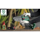 Bosch EasyChain 18V-15-7 Nero, Verde, Sega a catena verde/Nero, 13 cm, 15 cm, 6,95 m/s, 1,1 mm, Nero, Verde, Batteria