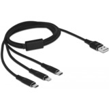DeLOCK 87155 cavo USB 1 m USB 2.0 USB A Micro-USB B/Lightning/Apple 30-pin Nero Nero, 1 m, USB A, Micro-USB B/Lightning/Apple 30-pin, USB 2.0, Nero
