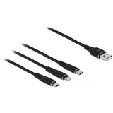 DeLOCK 87155 cavo USB 1 m USB 2.0 USB A Micro-USB B/Lightning/Apple 30-pin Nero Nero, 1 m, USB A, Micro-USB B/Lightning/Apple 30-pin, USB 2.0, Nero