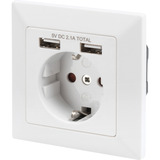 Digitus Presa di sicurezza da incasso, con 2x USB-A bianco