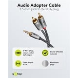 goobay Cavo adattatore audio Plus AUX 3,5mm jack > spina stereo Cinch Nero/Argento
