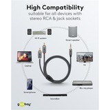 goobay Cavo adattatore audio Plus AUX 3,5mm jack > spina stereo Cinch Nero/Argento