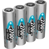 Ansmann Blister 4 X Accu, AA, 2700mAh AA / HR6 Nichel-Metallo Idruro (NiMH) argento, AA, 2700mAh, AA / HR6, Nichel-Metallo Idruro (NiMH), 1,2 V, 2700 mAh, Blu