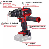 EINHELL Trapano avvitatore a percussione professionale a batteria TP-CD 18/70 Li-i BL - Solo, 18 Volt, Cordless Nero/Rosso