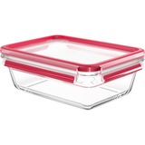 Emsa CLIP & CLOSE N1041000 recipiente per cibo Rettangolare Scatola 1,3 L Trasparente 1 pz, Casella trasparente/Rosso, Scatola, Rettangolare, 1,3 L, Trasparente, Vetro, 420 °C
