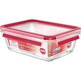 Emsa CLIP & CLOSE N1041000 recipiente per cibo Rettangolare Scatola 1,3 L Trasparente 1 pz, Casella trasparente/Rosso, Scatola, Rettangolare, 1,3 L, Trasparente, Vetro, 420 °C