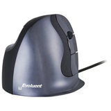 Evoluent Evoluent D mouse Ufficio Mano destra USB tipo A Laser 3200 DPI Nero/Argento, Mano destra, Design verticale, Laser, USB tipo A, 3200 DPI, Nero, Grigio, Argento